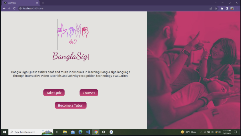 Bangla Sign Language Learning Platform interface